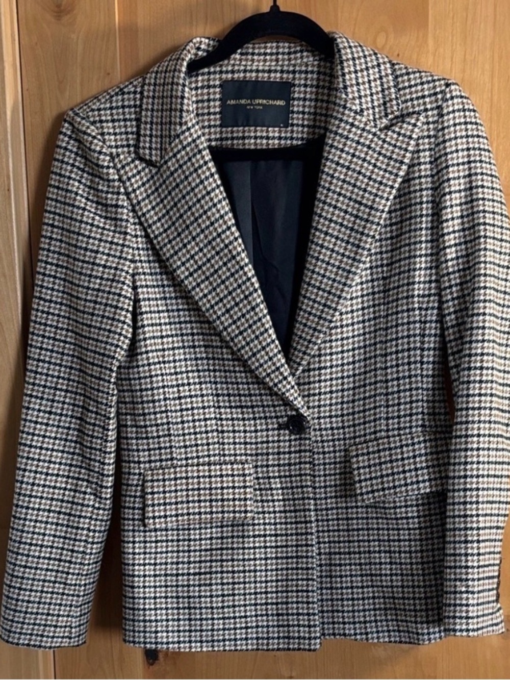 Amanda Uprichard Black and White Houndstooth Blazer